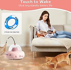 Luckylala 2 in1 Interactive Smart Sensor Motion Cat Toy with Laser & Feather, Pink slide 2 of 8