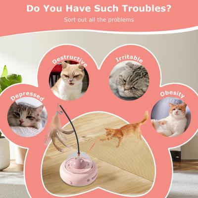 Show full view: Luckylala 2 in1 Interactive Smart Sensor Motion Cat Toy with Laser & Feather, Pink slide 8 of 9