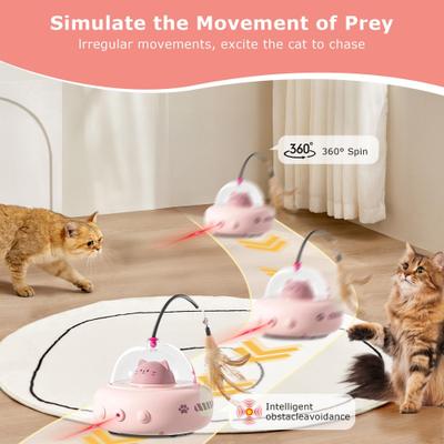 Luckylala 2 in1 Interactive Smart Sensor Motion Cat Toy with Laser & Feather