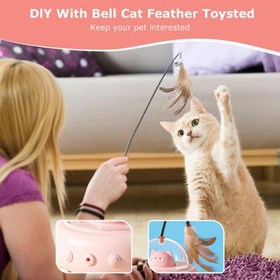 Luckylala 2 in1 Interactive Smart Sensor Motion Cat Toy with Laser & Feather
