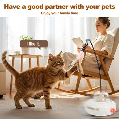 Show full view: Luckylala 2 in1 Interactive Smart Sensor Motion Cat Toy with Laser & Feather, Milky slide 9 of 10