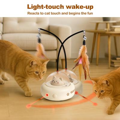 Show full view: Luckylala 2 in1 Interactive Smart Sensor Motion Cat Toy with Laser & Feather, Milky slide 6 of 10