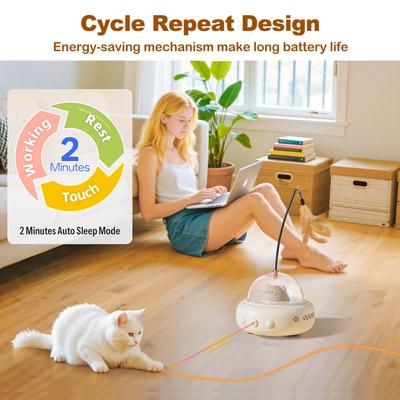 Show full view: Luckylala 2 in1 Interactive Smart Sensor Motion Cat Toy with Laser & Feather, Milky slide 4 of 10