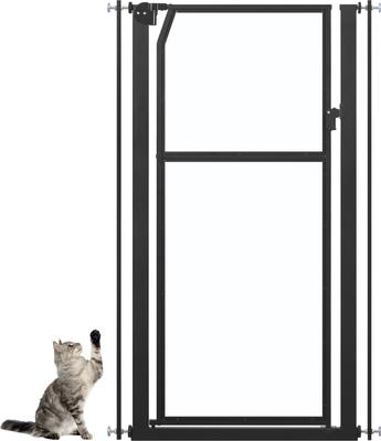 Show full view: Unipaws Pressure Mountd Transparent Cat & Dog Gate, 56-in, Black slide 6 of 8