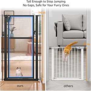 Unipaws Pressure Mountd Transparent Cat & Dog Gate, 56-in, Black