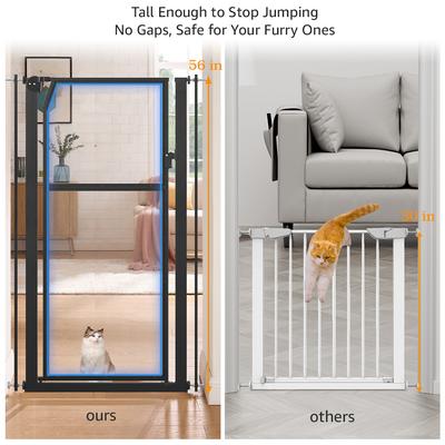 Show full view: Unipaws Pressure Mountd Transparent Cat & Dog Gate, 56-in, Black slide 2 of 8