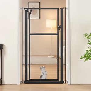 Unipaws Pressure Mountd Transparent Cat & Dog Gate, 56-in, Black