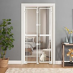 Unipaws Extra Tall Transparent Plastic Dog & Cat Gate, White, 75-in