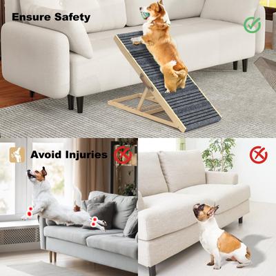 Show full view: TIMHAKA 40-in Non-Slip Carpet Wooden Dog Ramp for Cars, Grey, 40.2 x 15.8 x 2.36-in slide 6 of 7