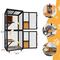 Show in main carousel: TIMHAKA 4 Tier Catio Outdoor Cat Enclosure with 4 Wheels, Black/Yellow, 24.4 x 23.4 x 62.6-in slide 2 of 7