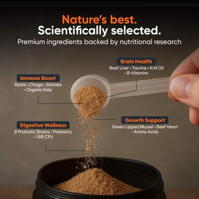 Show full view: Alpha Dog Nutrition OptiPup All-in-1 Multivitamin Beef Flavor Powder Supplement for Puppies, 5.4-oz jar slide 4 of 10