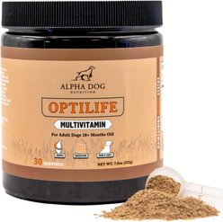 Alpha Dog Nutrition OptiLife Multivitamin Beef Flavor Powder Supplement for Dogs, 7.8-oz jar