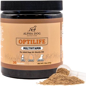 Alpha Dog Nutrition OptiLife Multivitamin Beef Flavor Powder Supplement for Dogs, 7.8-oz jar