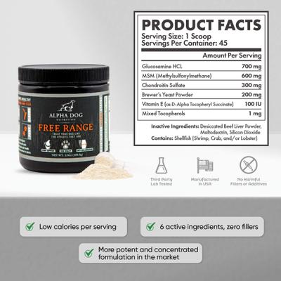 Show full view: Alpha Dog Nutrition Free Range Joint Health Enhancer Powder Supplement for Dogs, 3.9-oz jar slide 9 of 10