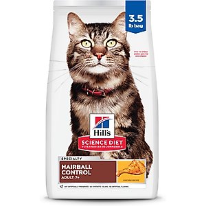Hill's Science Diet Senior 7+ Hairball Control Chicken Recipe Dry Cat Food, 3.5-lb bag