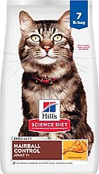 Hill's Science Diet Senior 7+ Hairball Control Chicken Recipe Dry Cat Food, 7-lb bag