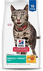Hill's Science Diet Adult Perfect Weight Management Chicken Recipe Dry Cat Food, 15-lb bag