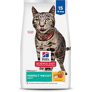 Hill's Science Diet Adult Perfect Weight Management Chicken Recipe Dry Cat Food, 15-lb bag
