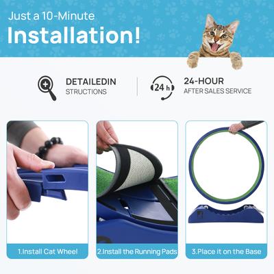 Show full view: RYPetmia Indoor Cat Exercise Wheel with Interactive Toy, Purple, 31.5 x 13.4 x 33.5-in slide 3 of 10