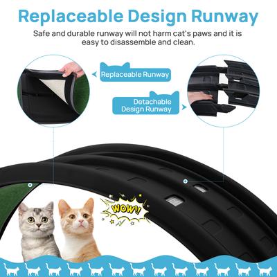 Show full view: RYPetmia Indoor Cat Exercise Wheel with Interactive Toy, Black, 44.5 x 14.5 x 47.2-in slide 7 of 10