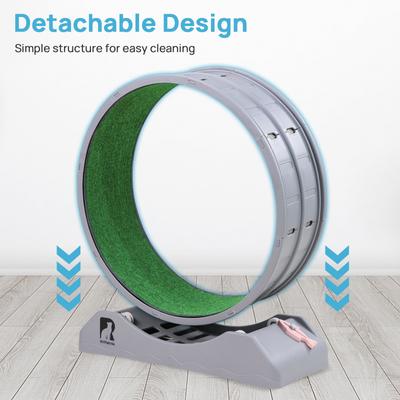 Show full view: RYPetmia Indoor Cat Exercise Wheel with Interactive Toy, Grey, 31.5 x 13.4 x 33.5-in slide 3 of 10