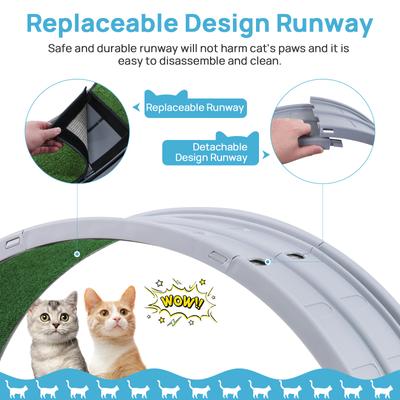 Show full view: RYPetmia Indoor Cat Exercise Wheel with Interactive Toy, Grey, 31.5 x 13.4 x 33.5-in slide 7 of 10