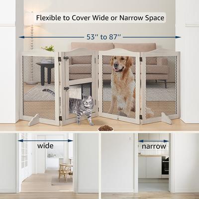 Show full view: Unipaws Free Standing Mesh Dog & Cat Gate, Weathered Grey slide 4 of 7