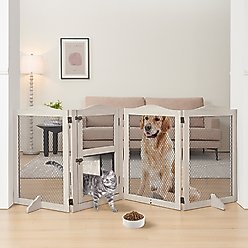 Unipaws Free Standing Mesh Dog & Cat Gate, Weathered Grey