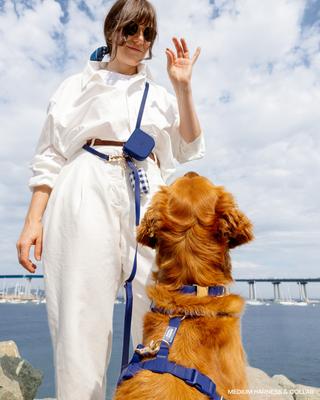 Show full view: Sunny Tails Snap Dog Treat Pouch, Navy Blue slide 2 of 7