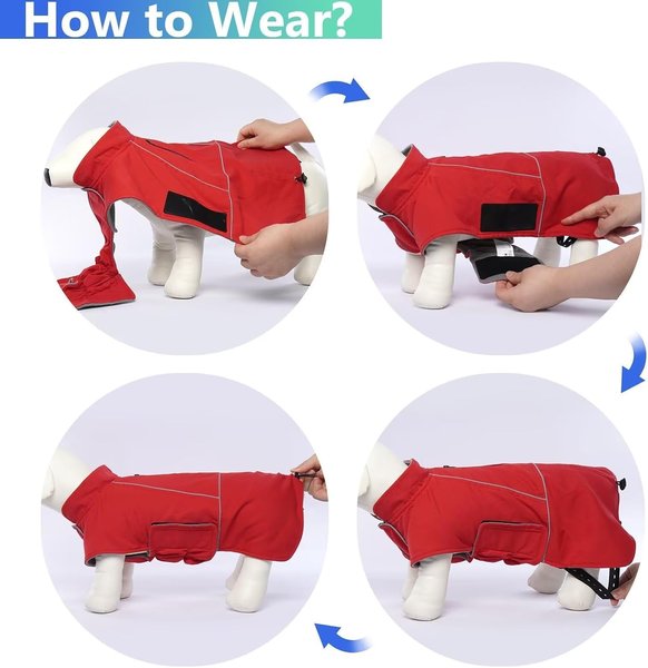 Show full view: NANAKI Waterproof Dog Jacket, Red, XXXX-Large slide 6 of 10