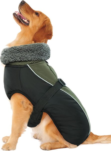 Show full view: NANAKI Waterproof Dog Coat, Army Green, Small slide 1 of 8