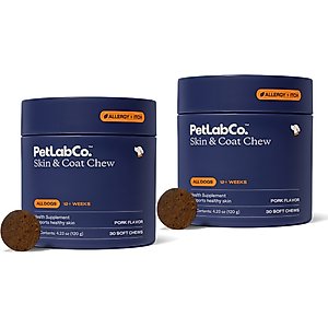PetLab Co. Pork Flavored Soft Chew Skin & Coat Supplement for Dogs, 30 count, 60 count
