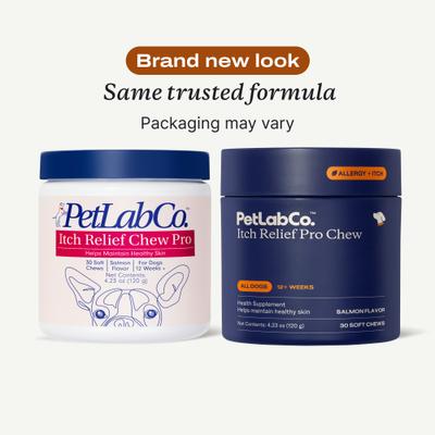 Show full view: PetLab Co. Itch Relief Chew Pro Salmon Flavored Soft Chew Skin & Allergy Supplement for Dogs, 30 count, 30 count, bundle of 2 slide 3 of 10