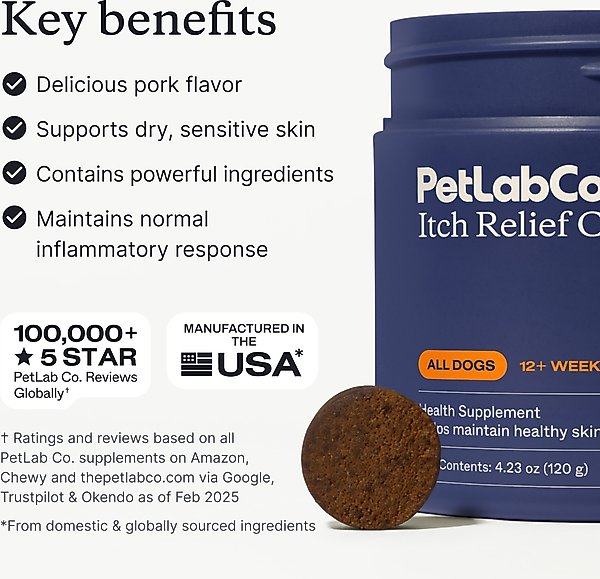 Show full view: PetLab Co. Itch Relief Pork Flavor Dog Supplement, 30 count slide 4 of 10