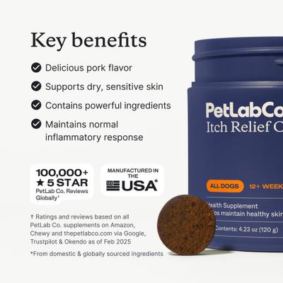 Show full view: PetLab Co. Itch Relief Pork Flavor Dog Supplement, 30 count, 30 count, bundle of 3 slide 5 of 12