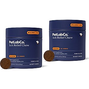 PetLab Co. Itch Relief Pork Flavor Dog Supplement, 30 count, 30 count, bundle of 2