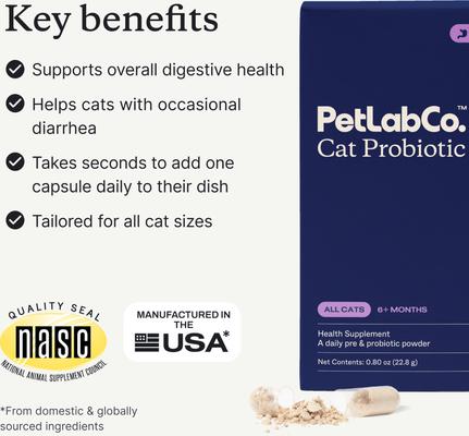 Show full view: PetLab Co. Probiotics Chicken Flavored Capsule Digestive Supplement for Cats, 30 count, slide 5 of 9