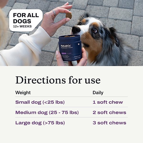 Show full view: PetLab Co. Probiotic Pork Flavored Soft Chews Digestive Supplement for Dogs, 60 count slide 7 of 10