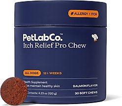 PetLab Co. Itch Relief Chew Pro Salmon Flavored Soft Chew Skin & Allergy Supplement for Dogs, 30 count