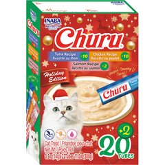 Inaba Churu Holiday Tuna & Chicken Variety Pack Grain-Free Lickable Cat Treats, 0.5-oz tube, 22 count