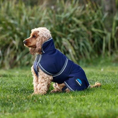 Show full view: WeatherBeeta ComFiTec 1200D Deluxe Waterproof Dog Coat, Navy/Gray/White, 32-in slide 4 of 7