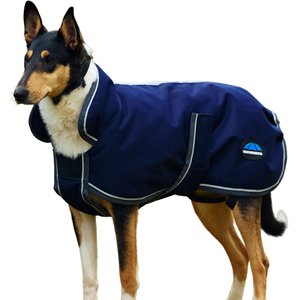 WeatherBeeta ComFiTec 1200D Deluxe Waterproof Dog Coat, Navy/Gray/White, 26-in