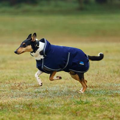 Show full view: WeatherBeeta ComFiTec 1200D Deluxe Waterproof Dog Coat, Navy/Gray/White, 32-in slide 3 of 7