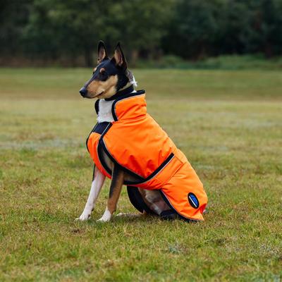 Show full view: WeatherBeeta ComFiTec Reflective 300D Deluxe Showerproof Dog Coat, Orange, 16-in slide 5 of 9