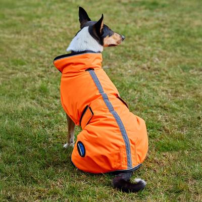 Show full view: WeatherBeeta ComFiTec Reflective 300D Deluxe Showerproof Dog Coat, Orange, 16-in slide 2 of 9
