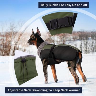 Show full view: NANAKI Waterproof Dog Coat, Army Green, Large slide 3 of 8