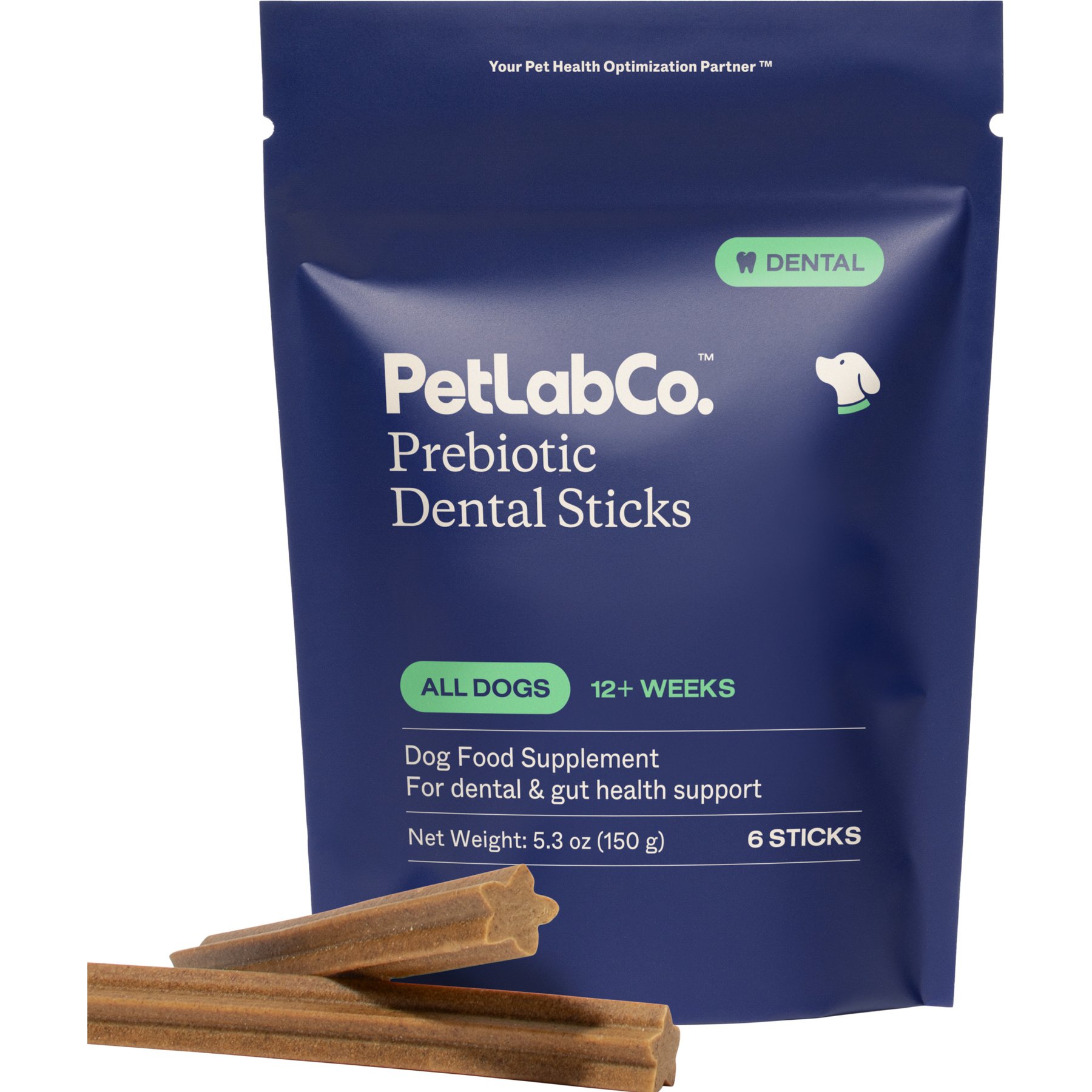 PetLabCo. Prebiotic Dental Sticks Dog Dental Chews, 6 count