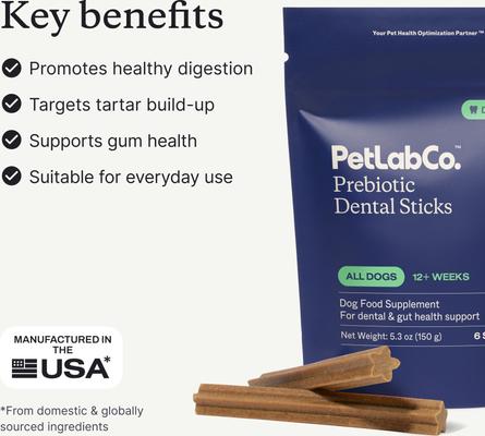 Show full view: PetLab Co. Prebiotic Dental Sticks Dog Dental Chews, 6 count slide 5 of 11