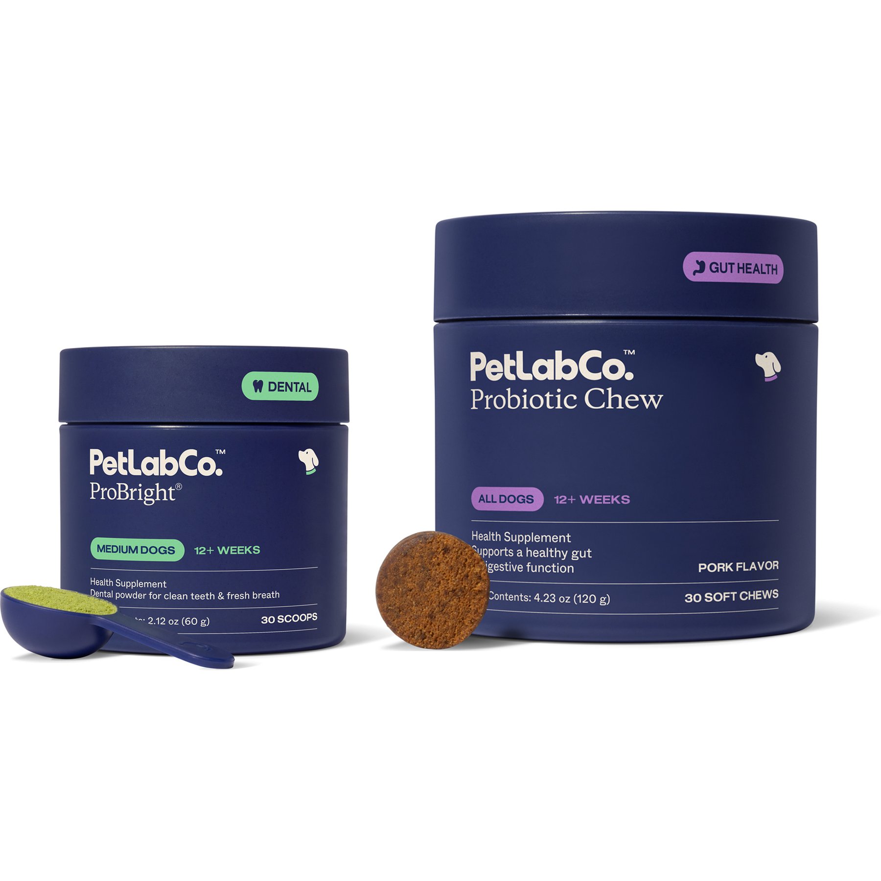 PetLabCo. Probiotic Digestive Supplement + ProBright Dental Powder for Medium Dogs