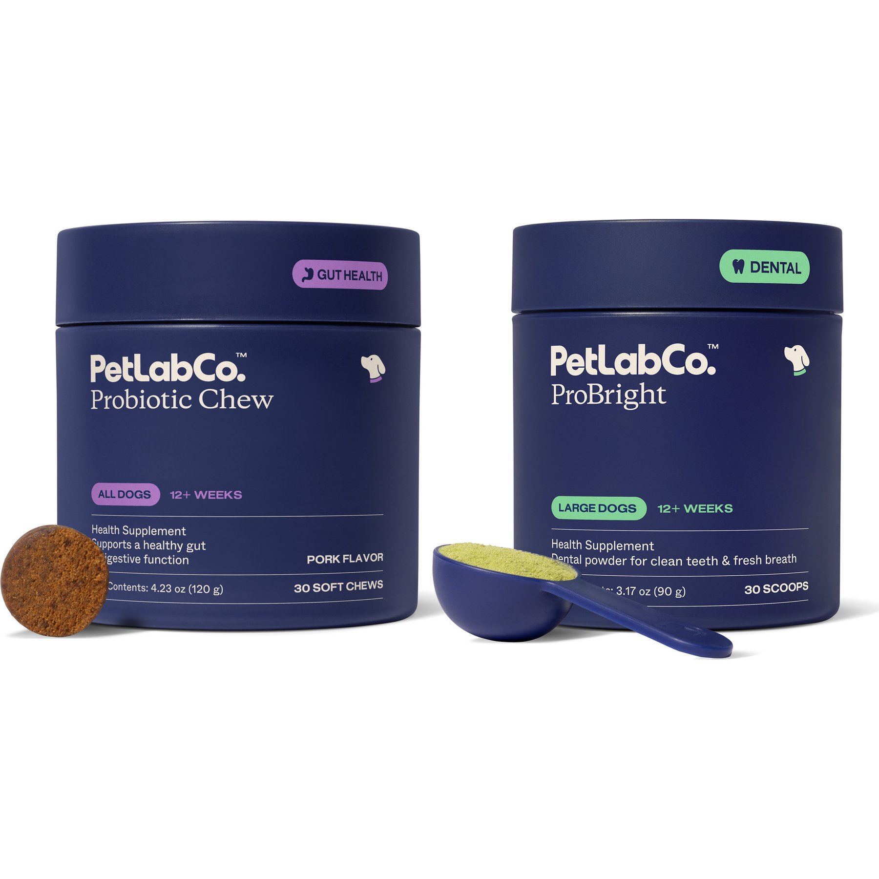 PetLabCo. Probiotic Digestive Supplement + ProBright Dental Powder for Large Dogs